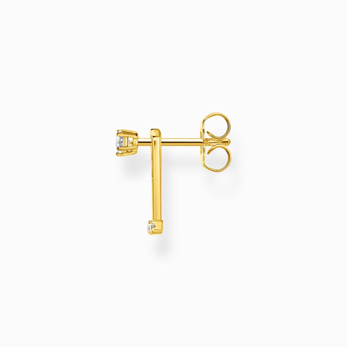 Single ear stud white stones gold