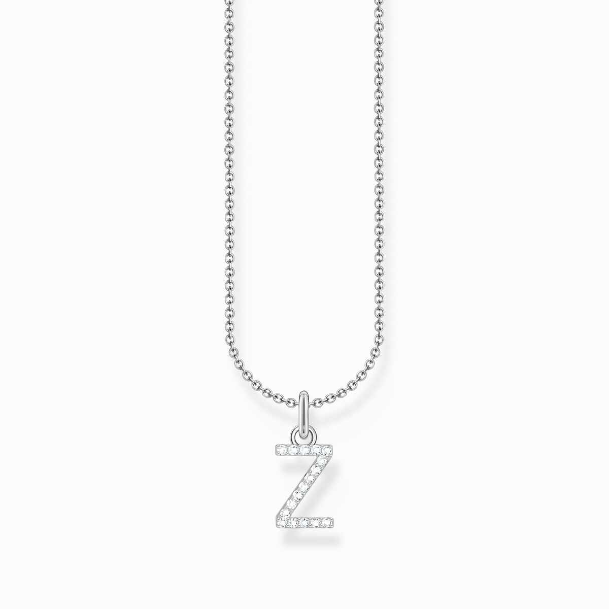 Silver necklace with letter pendant Z and white zirconia
