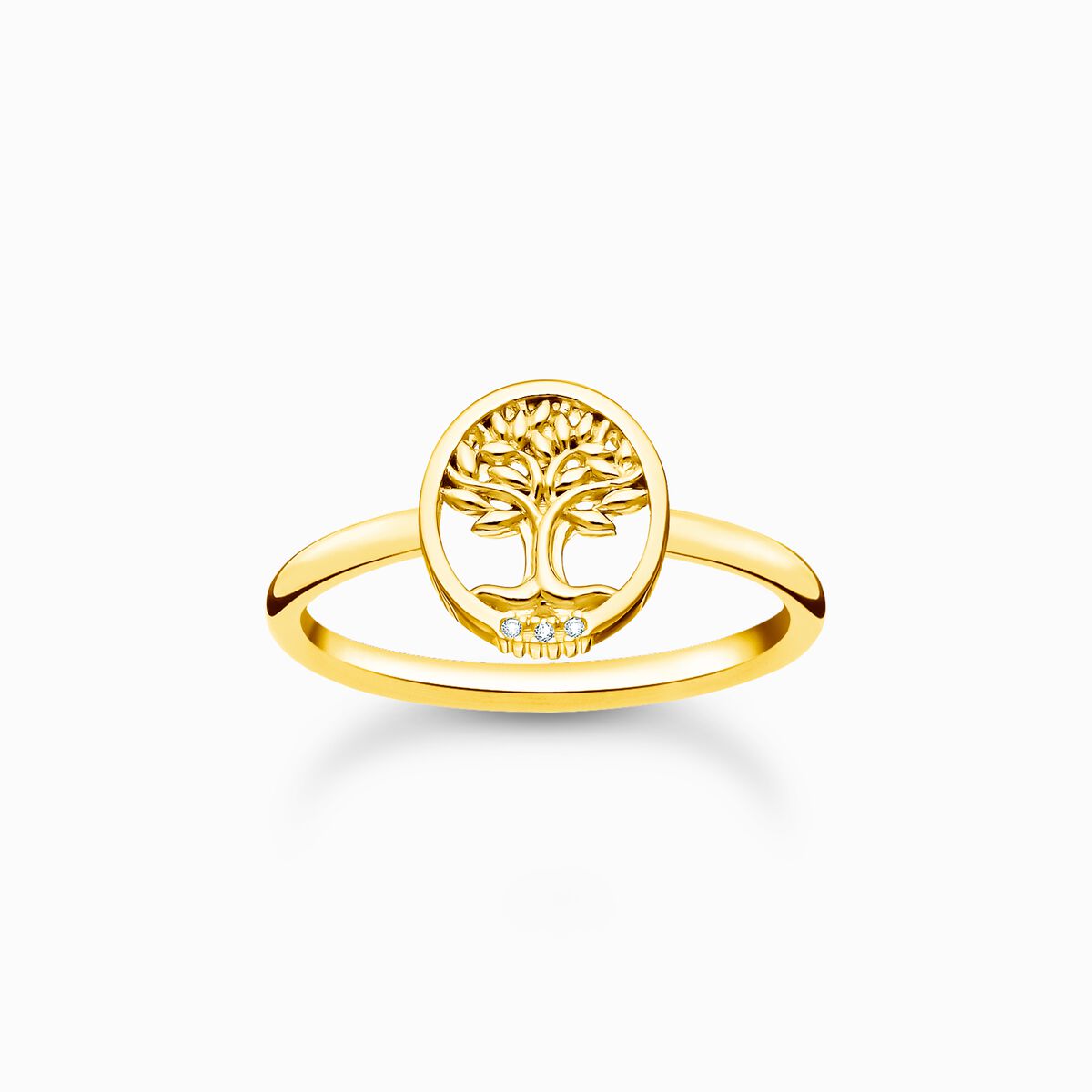 Ring Tree of Love with white stones gold