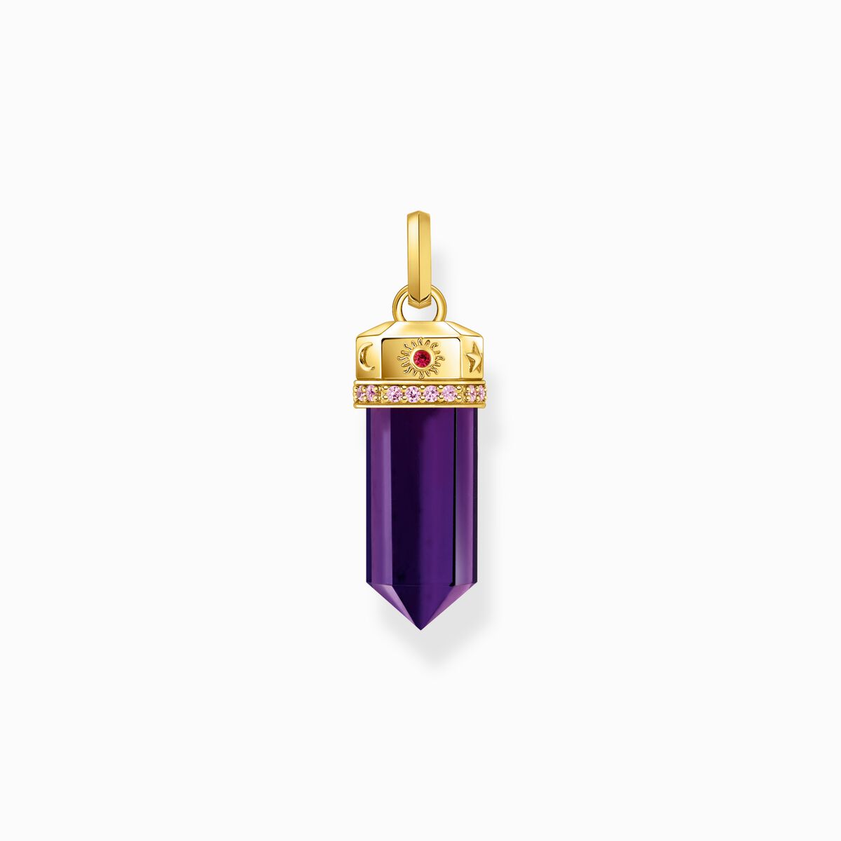 Yellow-gold plated pendant with imitation amethyst