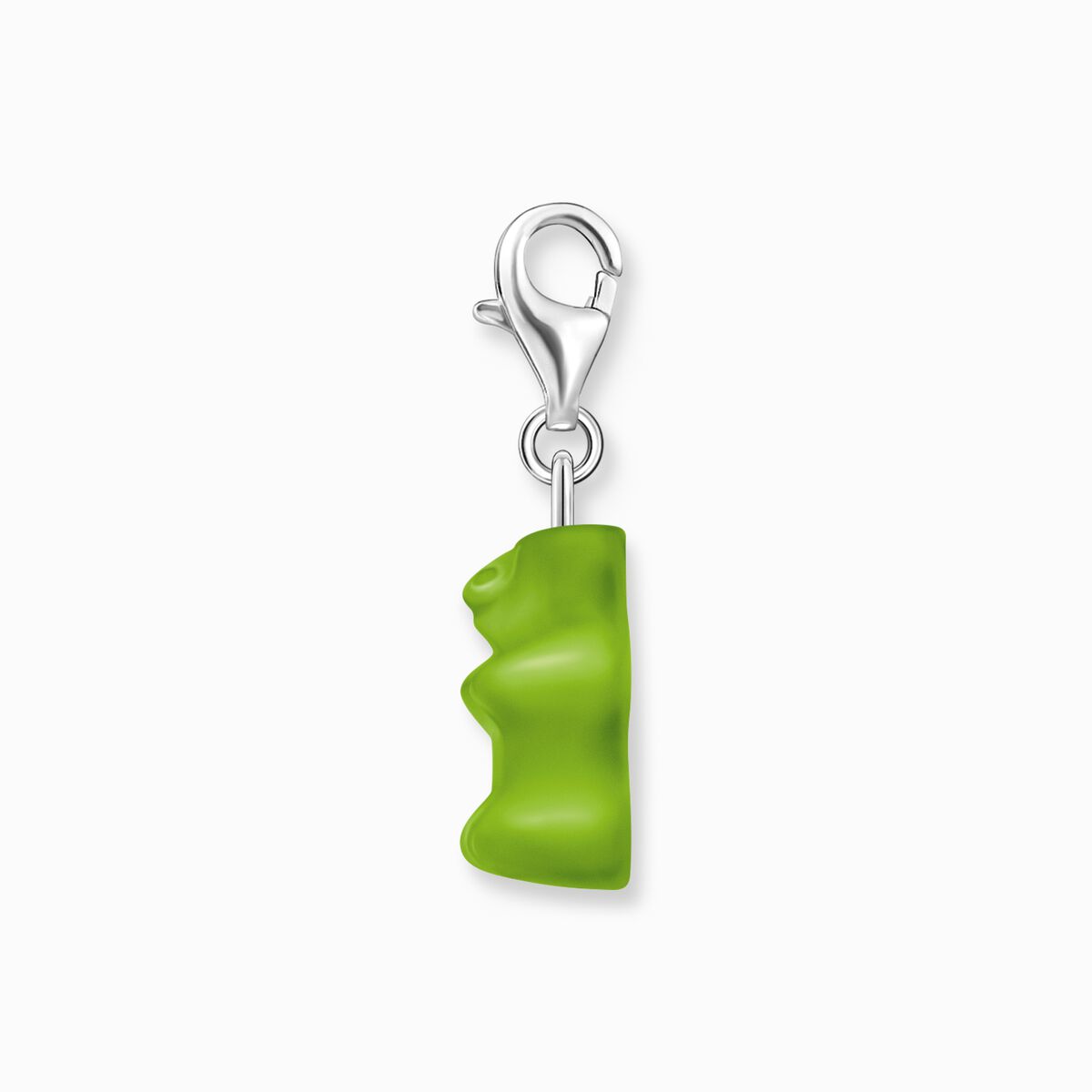 Silver charm pendant goldbears in green