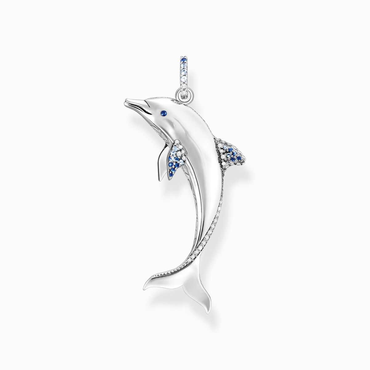 Pendant dolphin with blue stones
