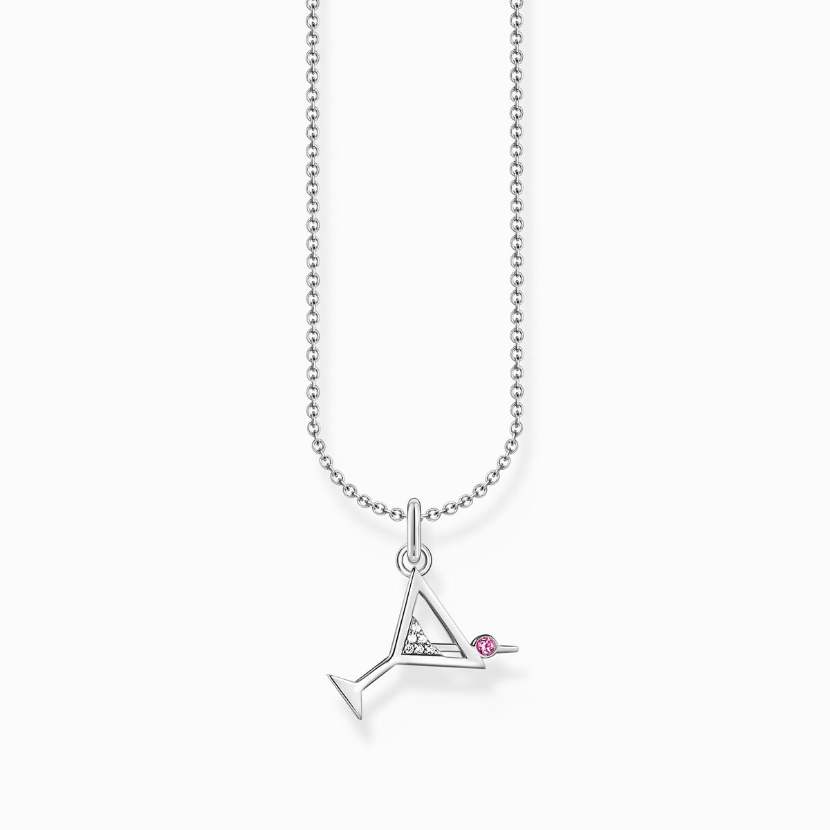 Silver necklace with cocktail glass pendant