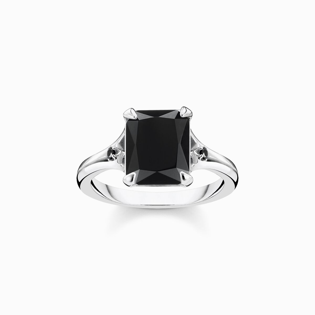 Ring with black stone silver