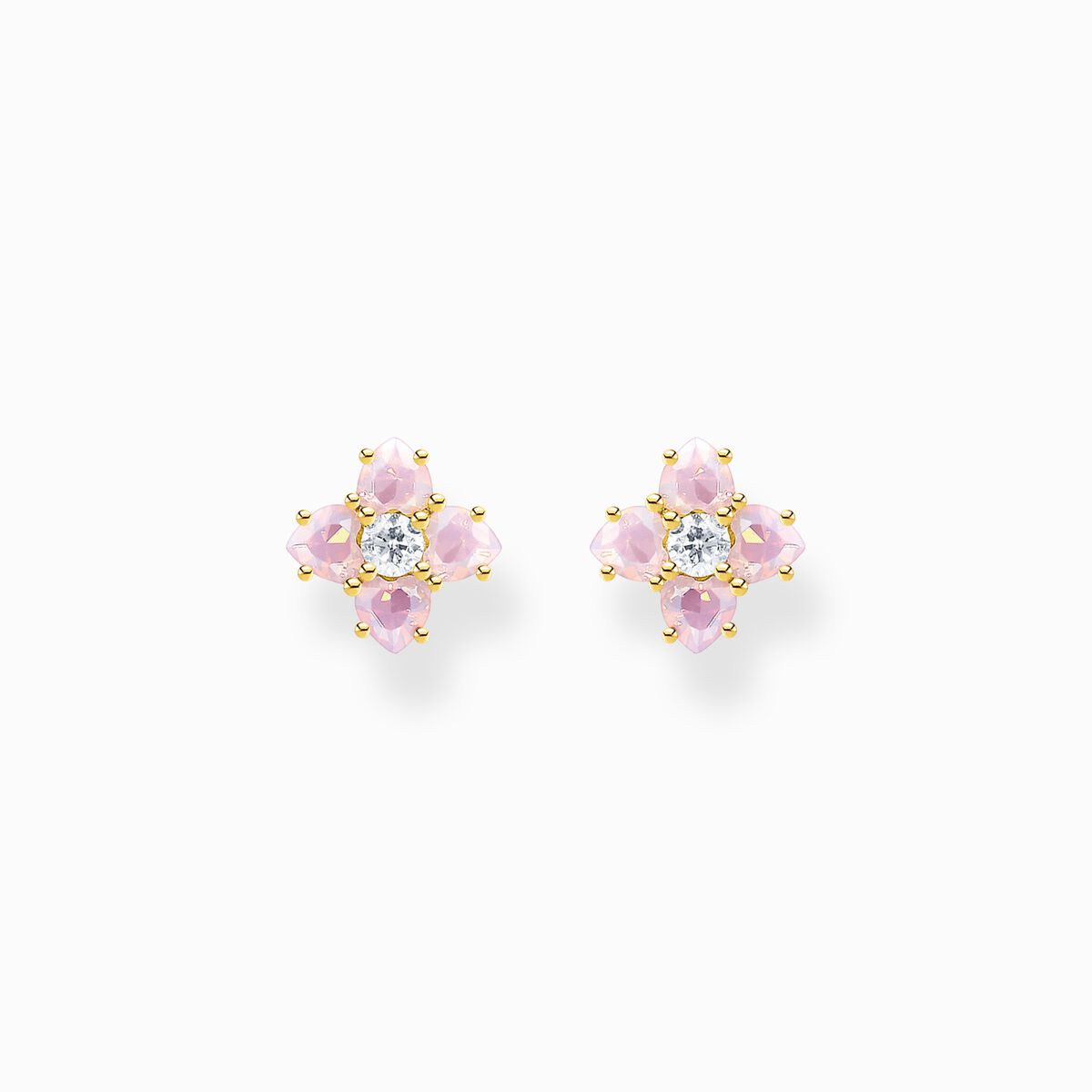 Ear studs flower colourful stones gold