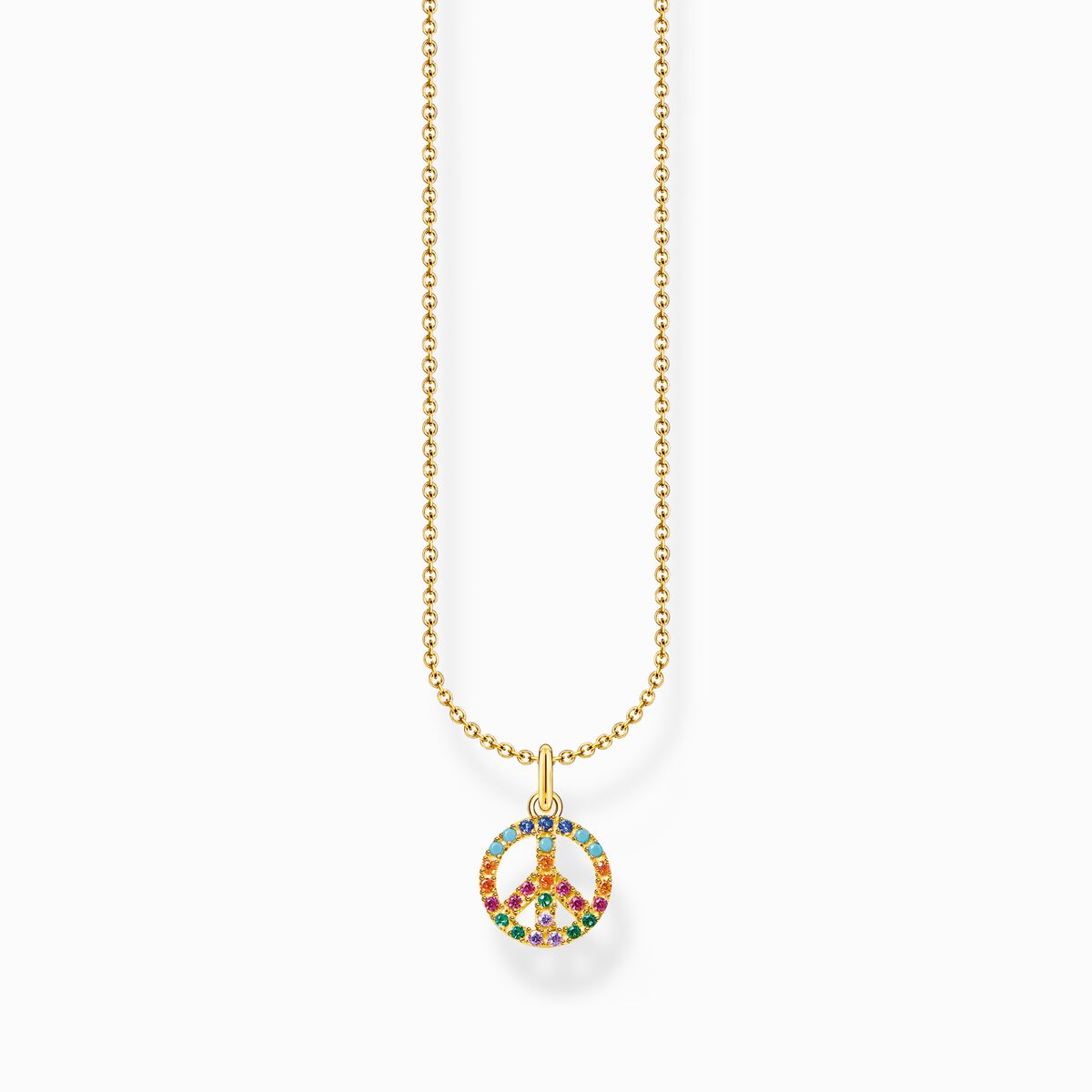 Necklace peace with colourful stones gold
