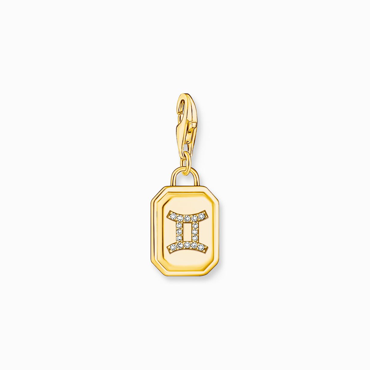 Gold-plated charm pendant zodiac sign Gemini with zirconia