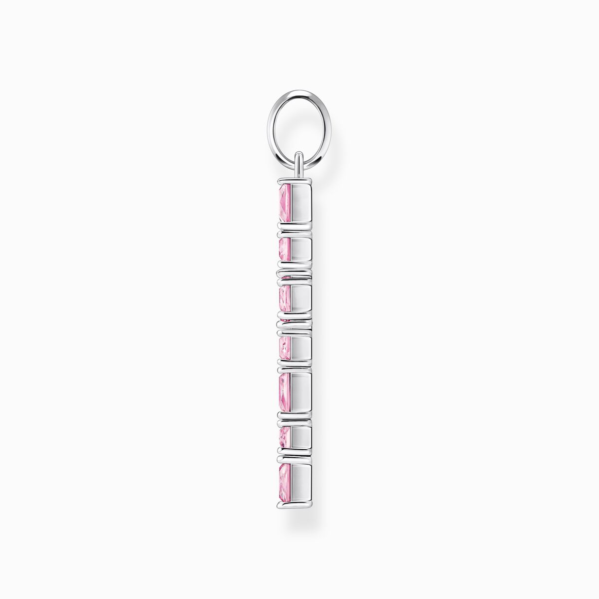 Pendant cross with pink stones silver