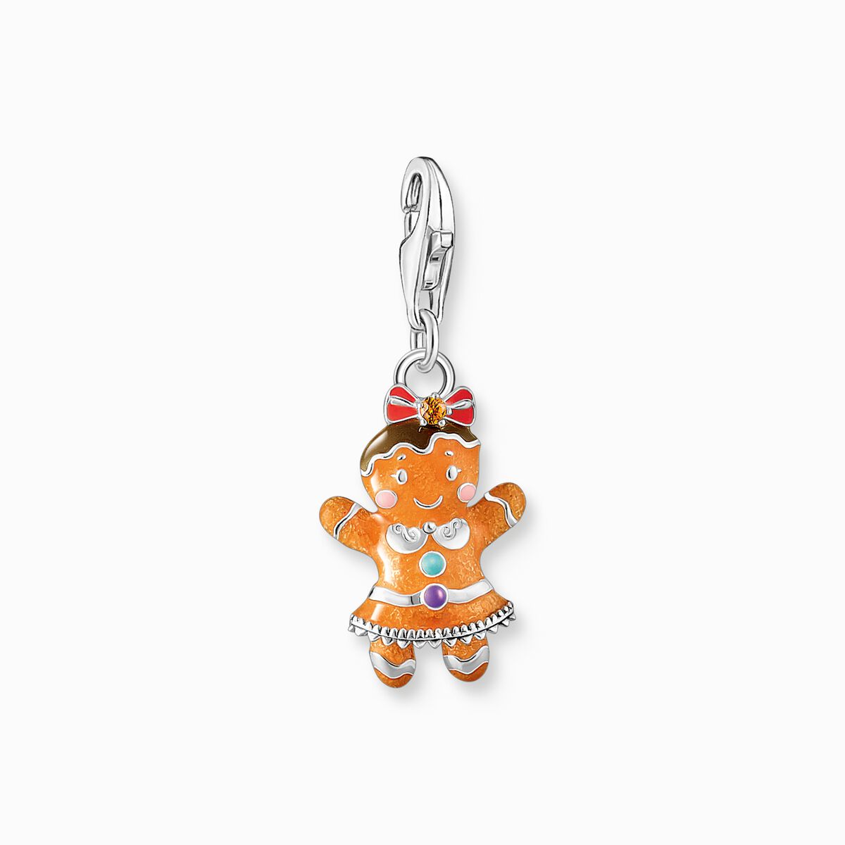 Silver gingerbread girl charm pendant