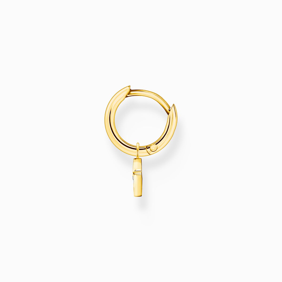 Single hoop earring with flash pendant gold