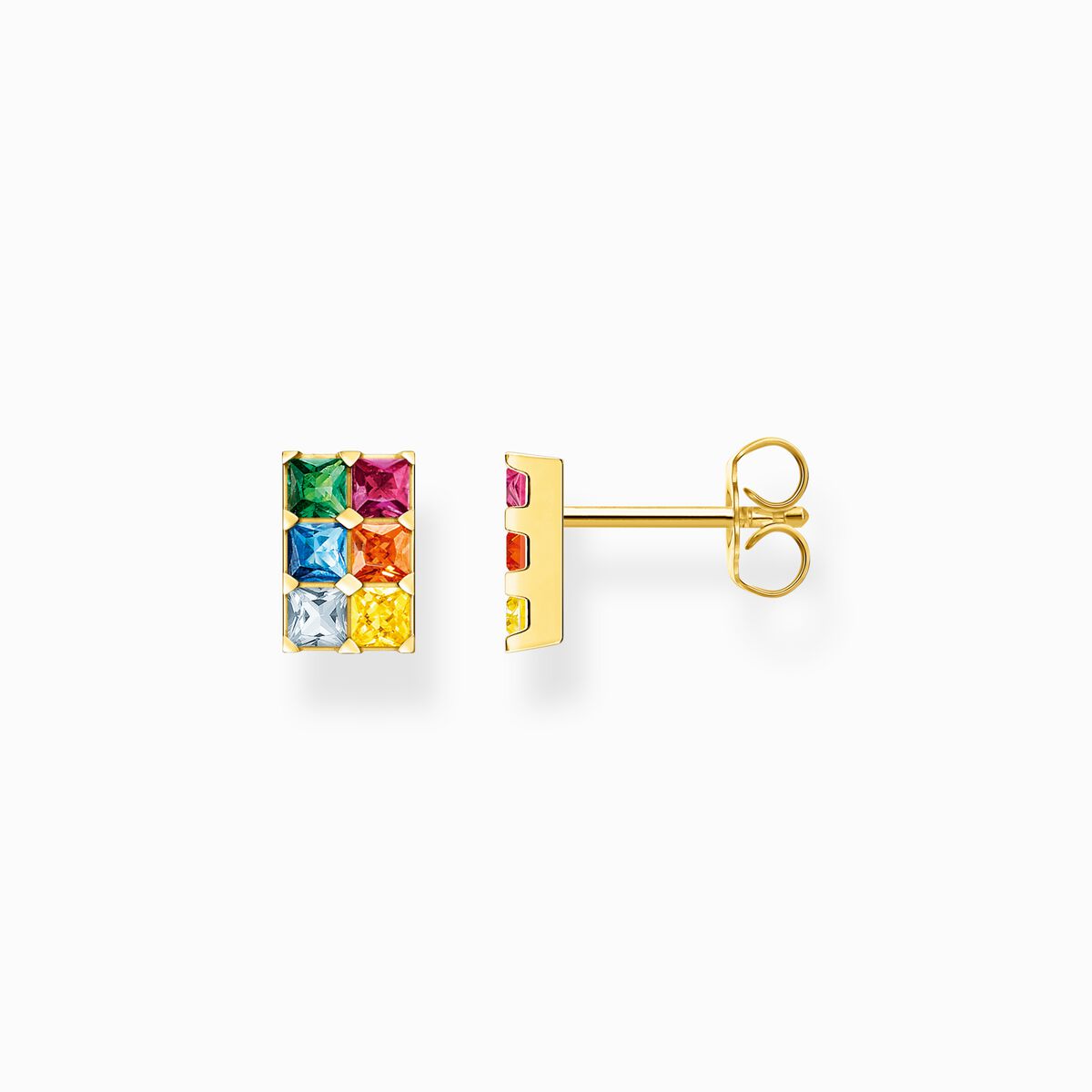 Ear studs colourful stones gold