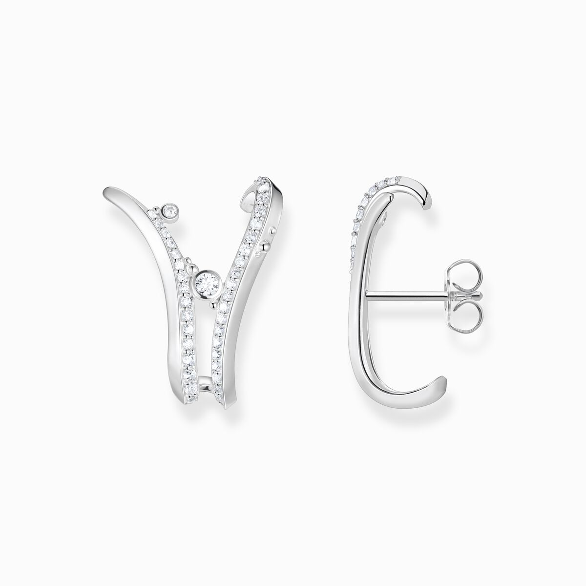 Ear studs wave with stones