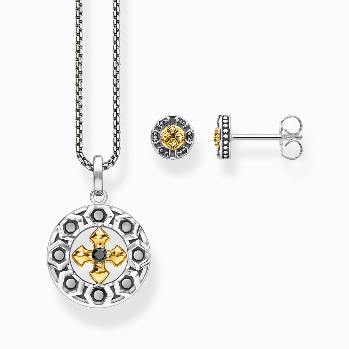 Jewellery set cross gold-silver