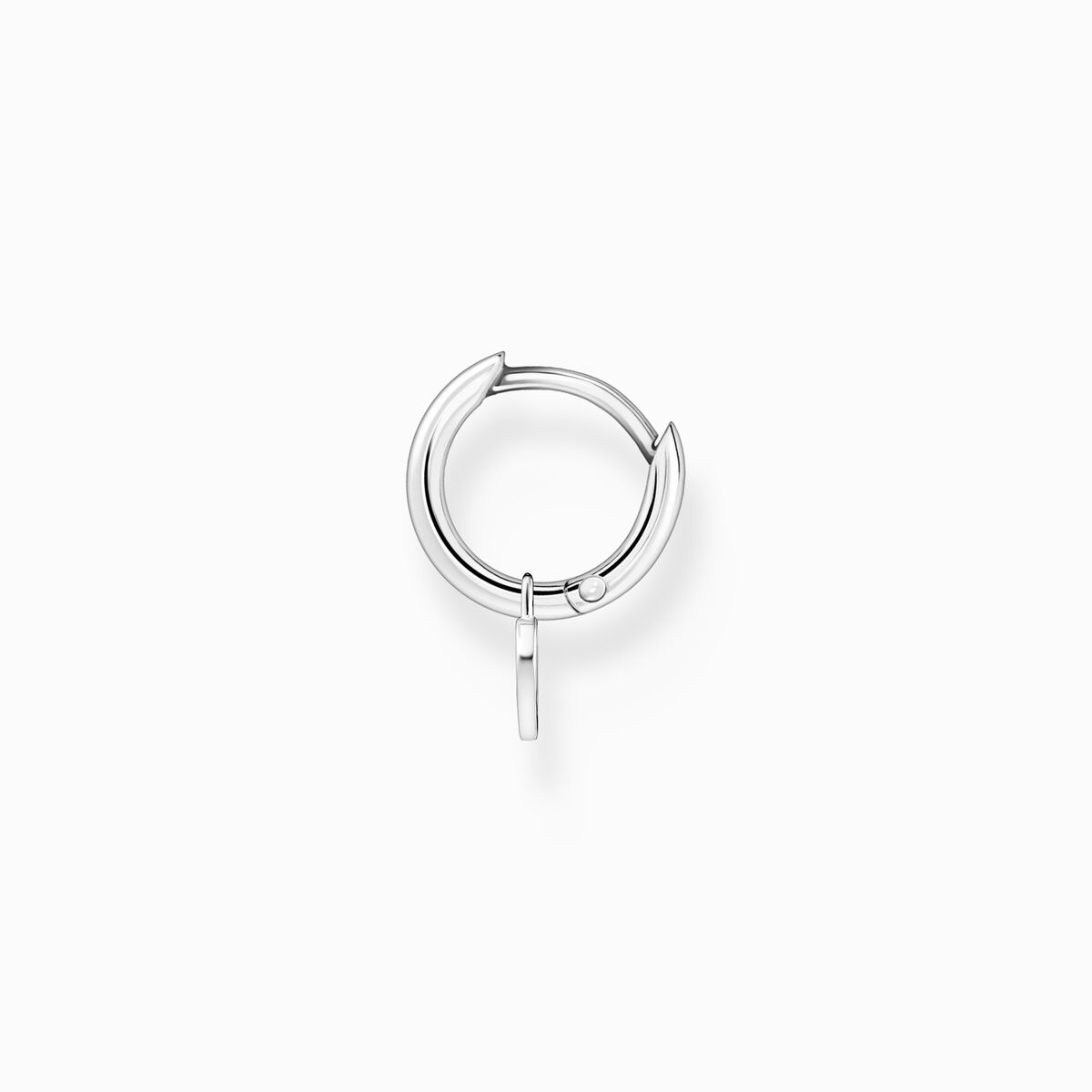 Single hoop earring with heart pendant silver