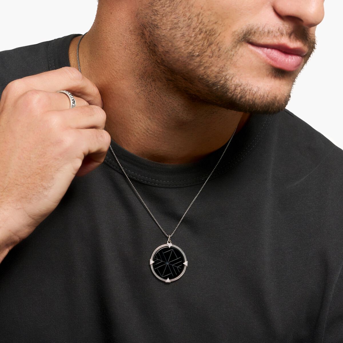 Necklace vintage coin black