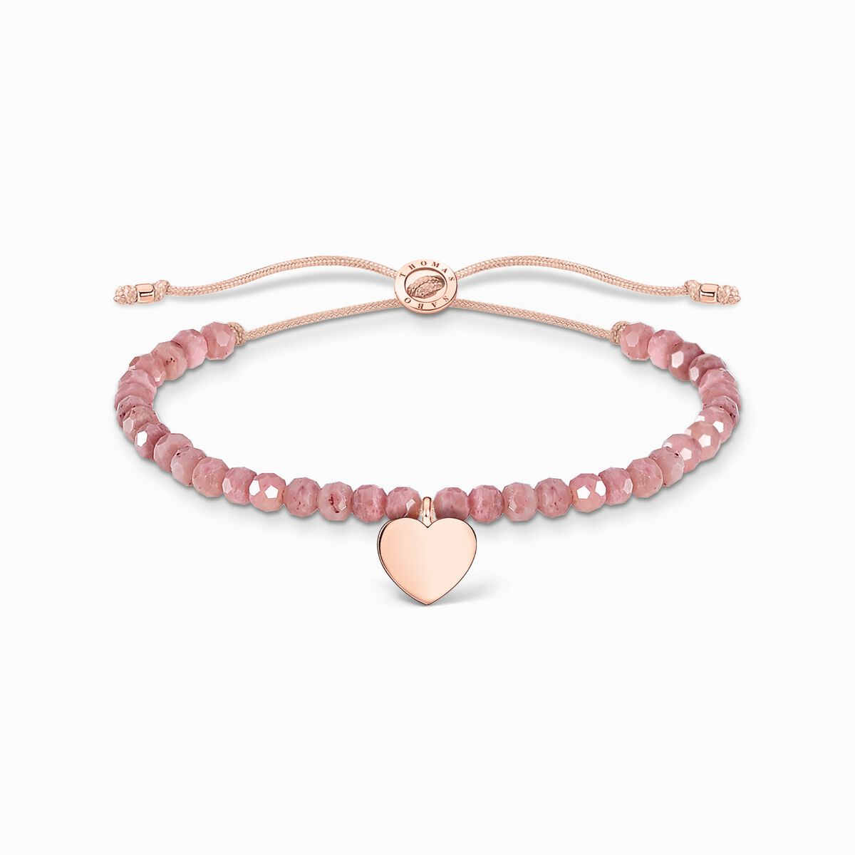 Bracelet pink pearls heart rose gold