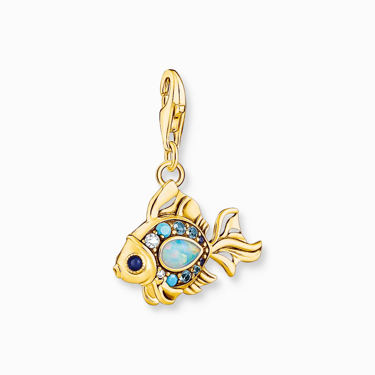 Charm pendant colourful fish gold plated
