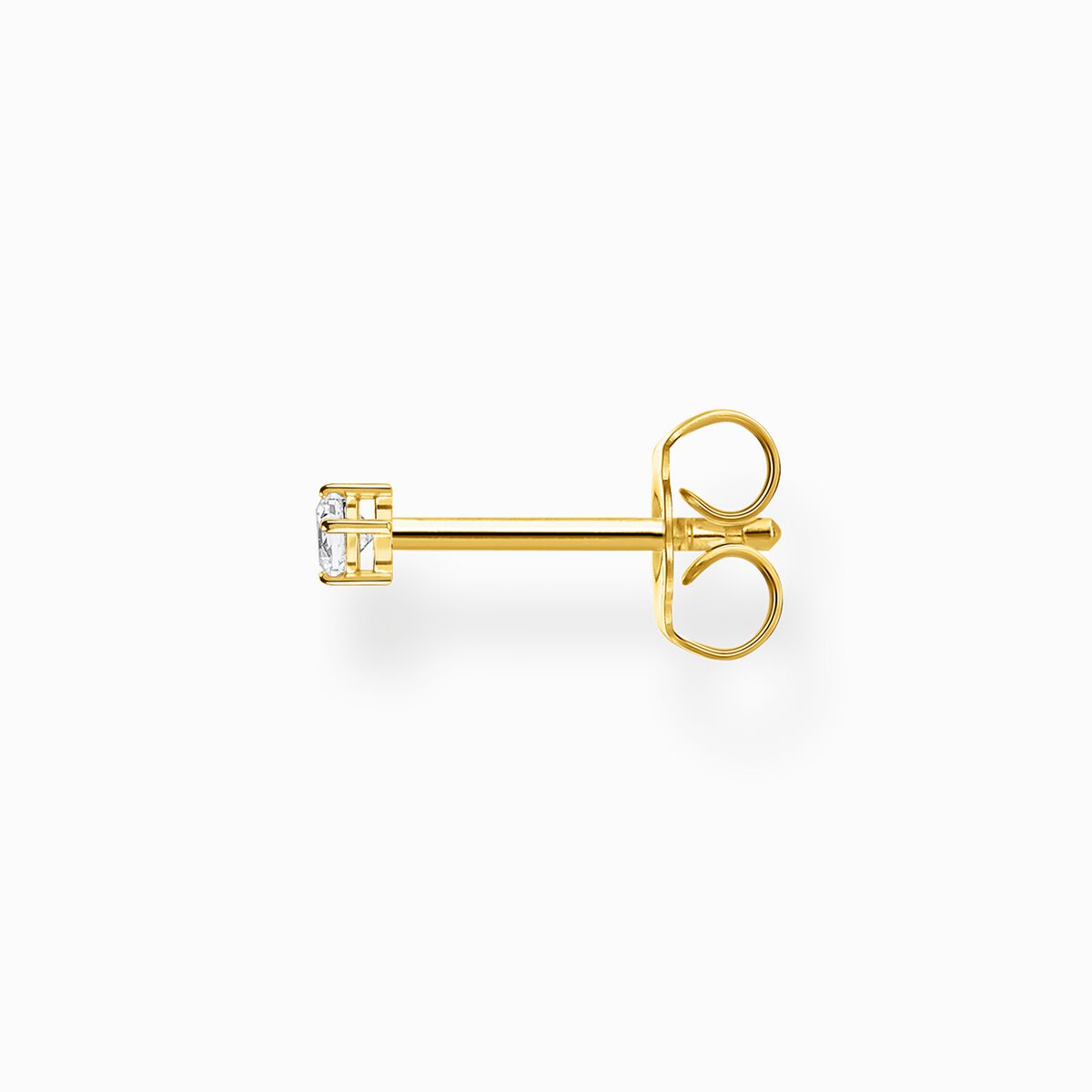 Single ear stud white stone small gold