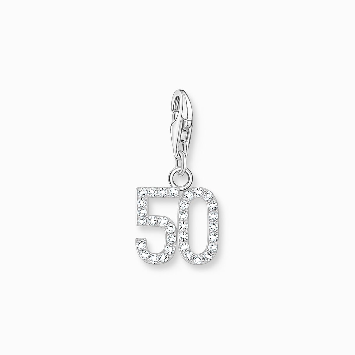 Silver charm pendant number 50 with zirconia