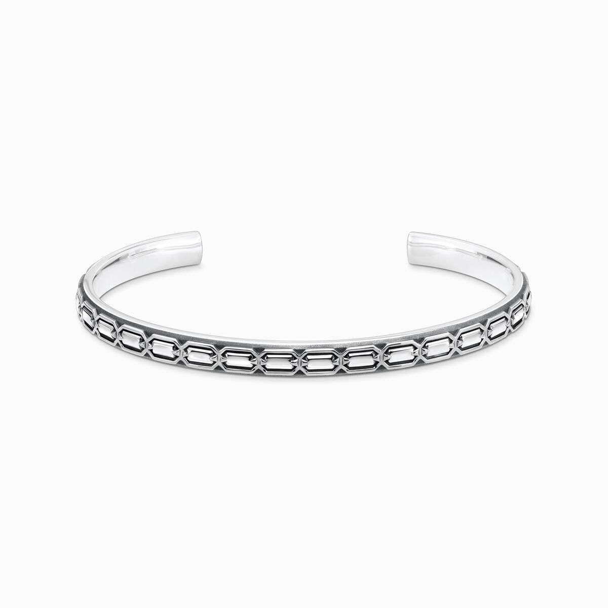 Blackened silver bangle narrow crocodile shell