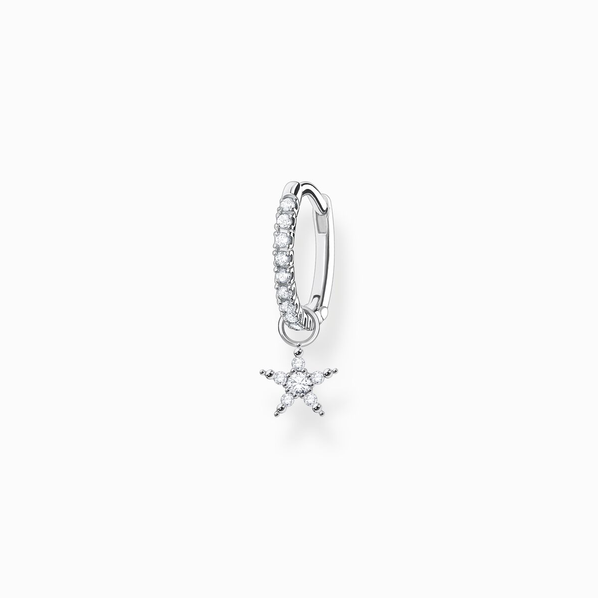 Single hoop earring with star pendant silver