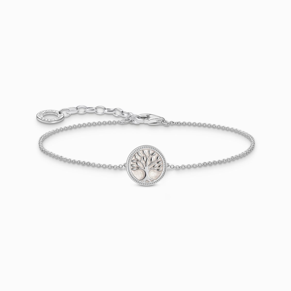 Silver bracelet with tree of love pendant and cold enamel