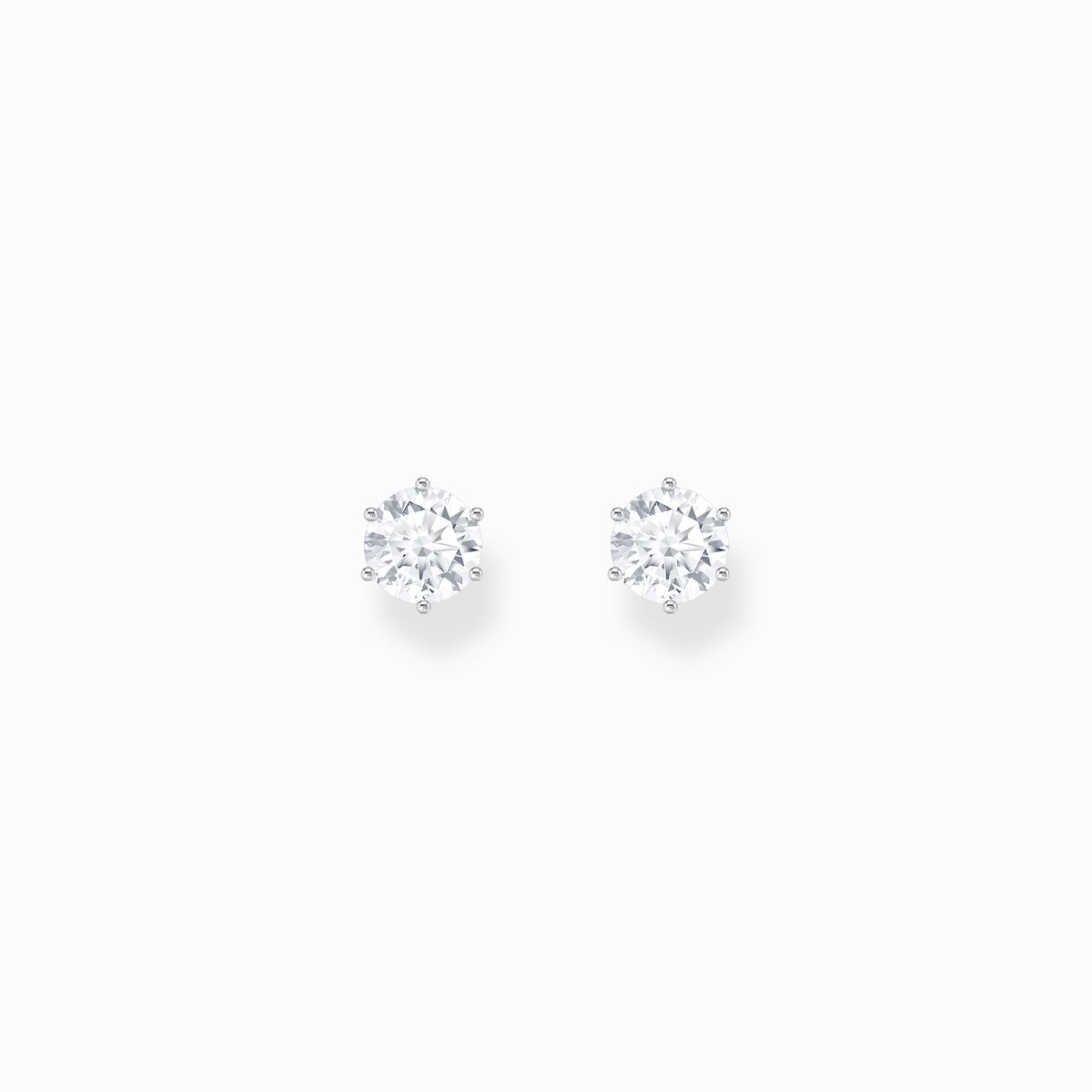 Silver ear studs with white zirconia in brilliant cut