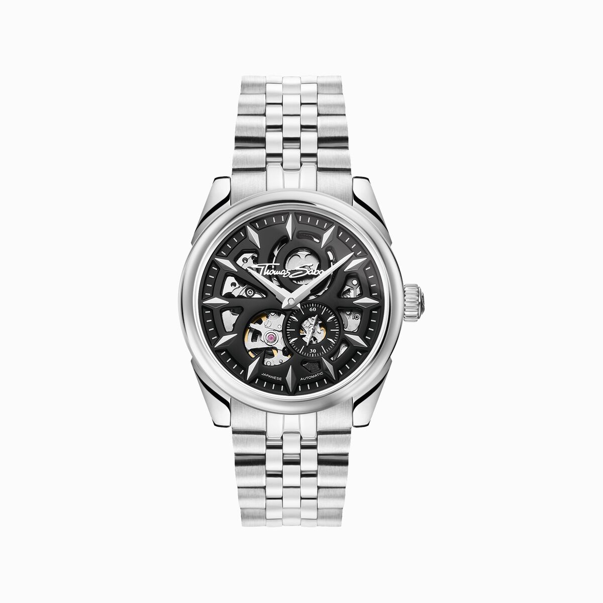 Silver automatic watch with 41 mm and black dial