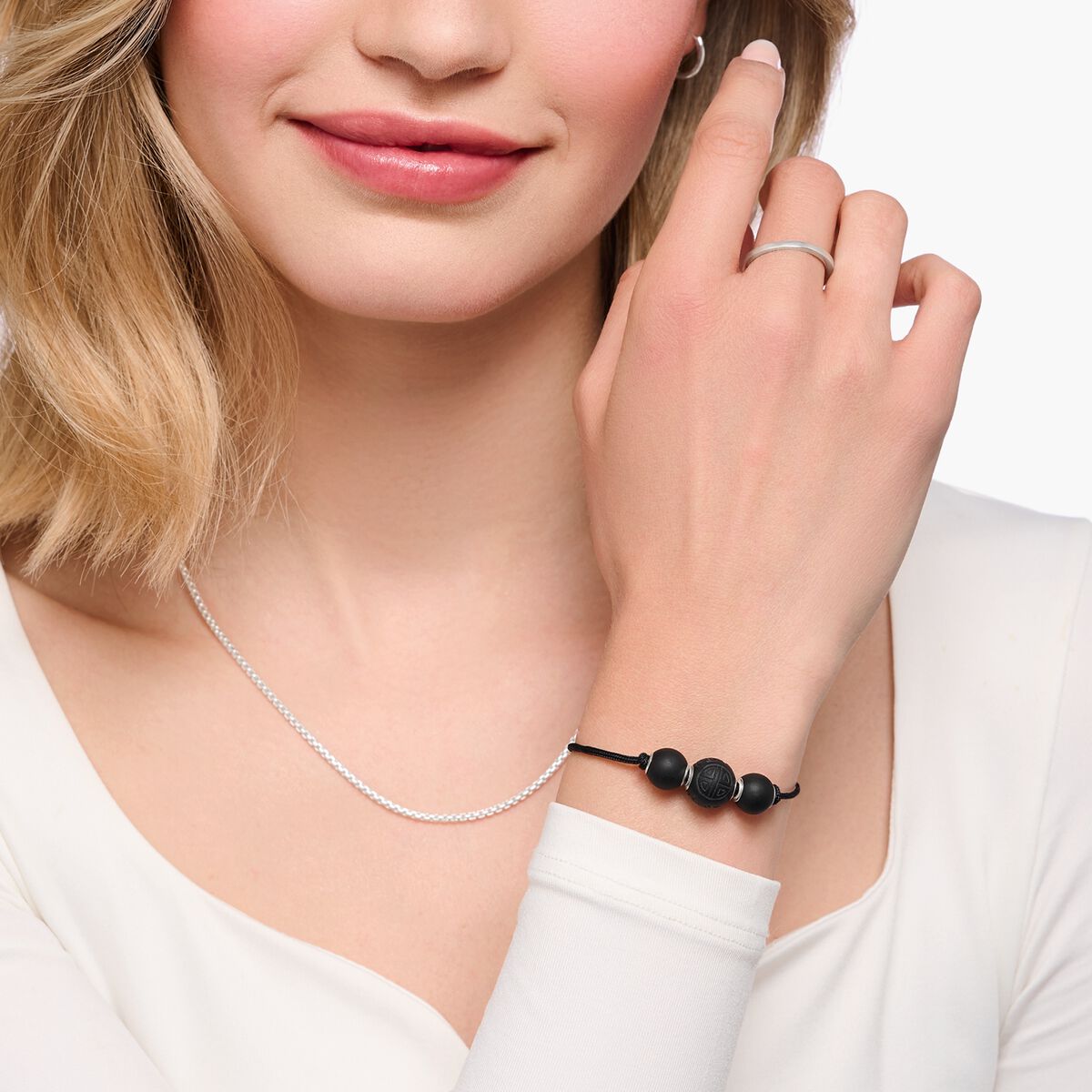 Bracelet Karma Secret with black obsidian Beads matt