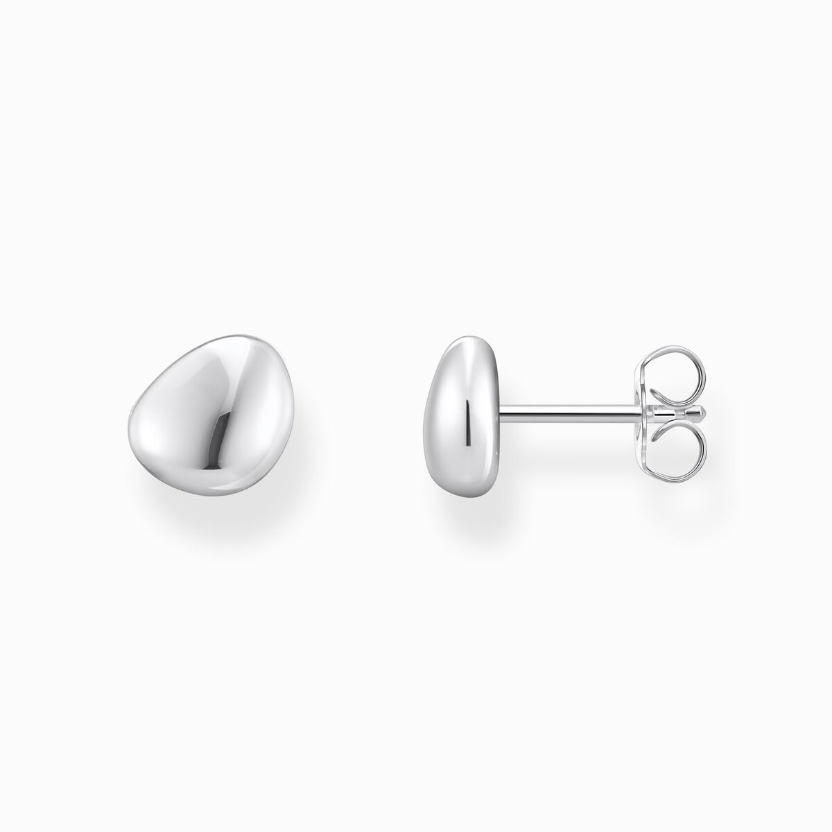 Small silver ear studs in organic shape