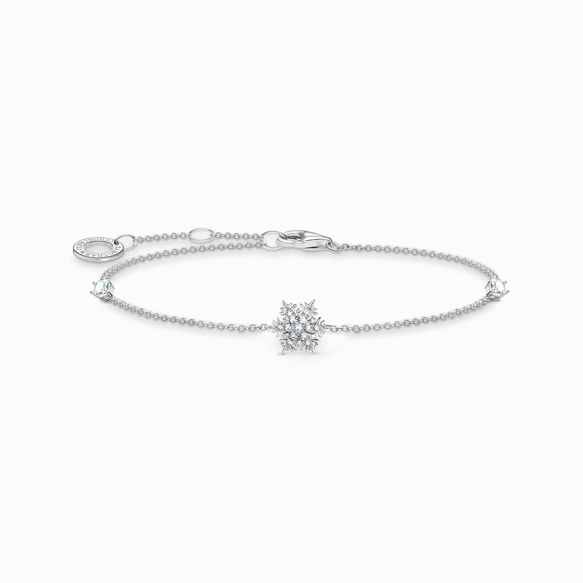 Bracelet snowflake with white stones silver
