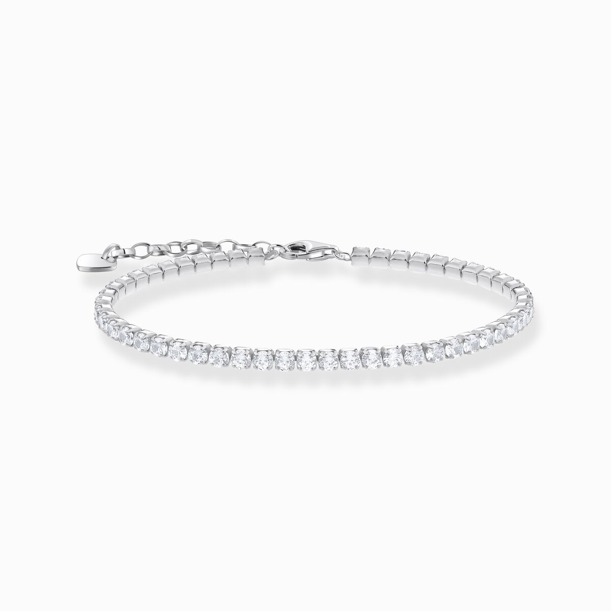 Silver tennis bracelet with white zirconia