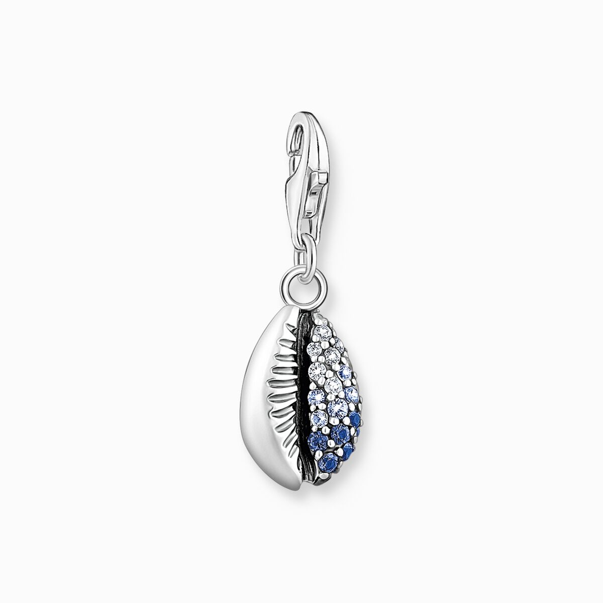 Charm pendant shell with blue stones silver