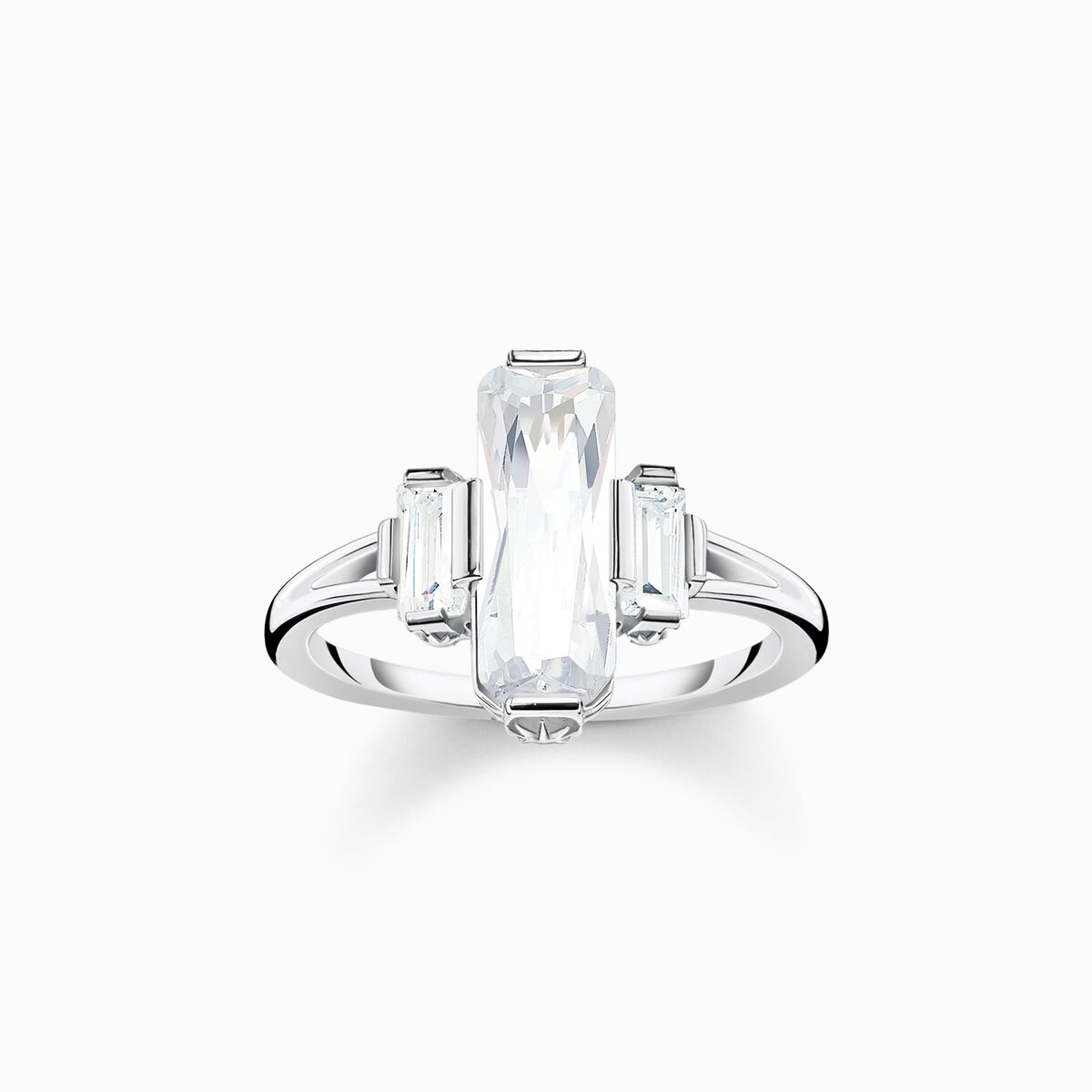 Ring with white stones silver