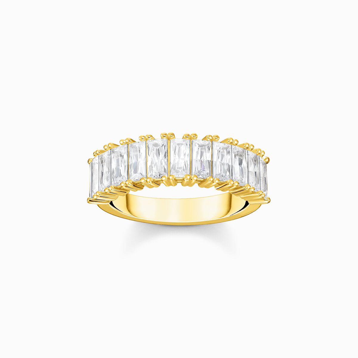 Ring with white stones pavé gold plated