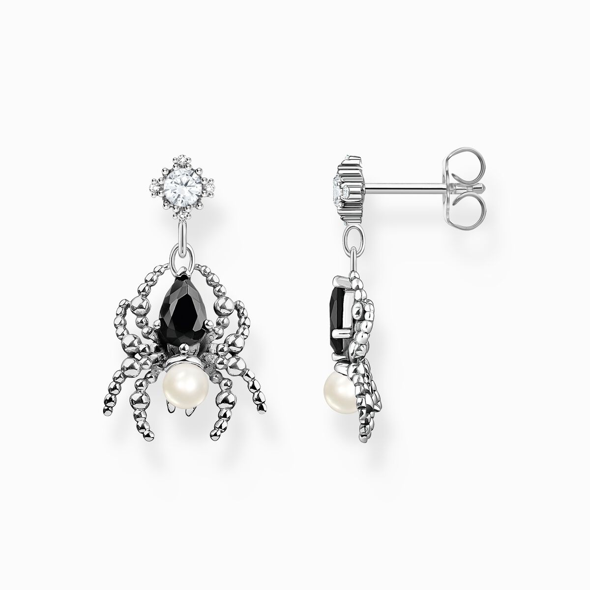 Silver earrings Spider Romance