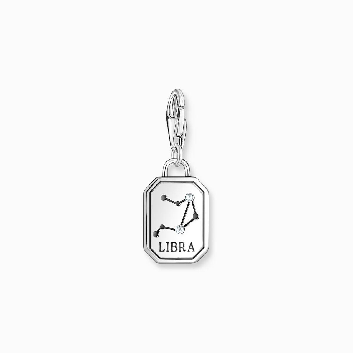 Silver charm pendant zodiac sign Libra with zirconia