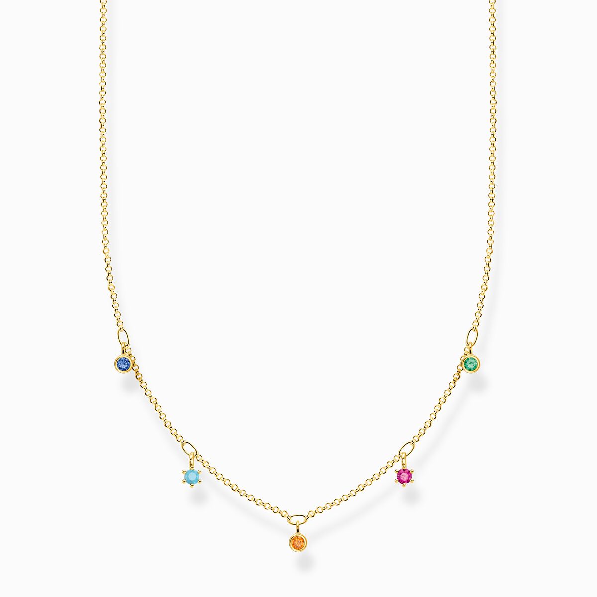 Necklace colourful stones, gold