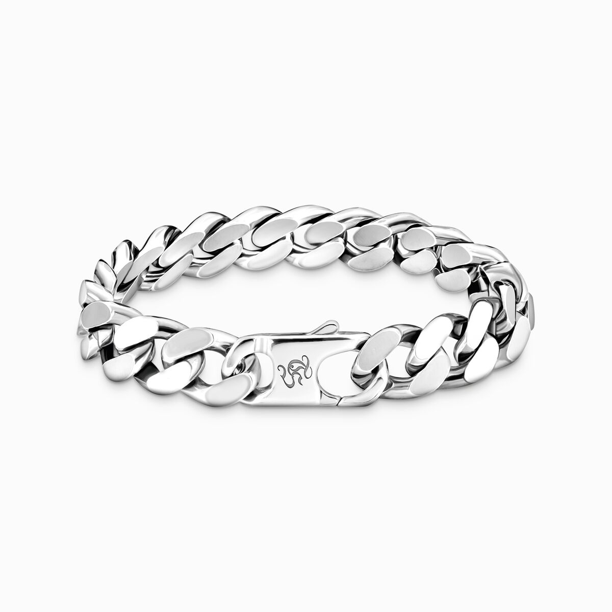 Silver wide armoured bracelet 12 mm