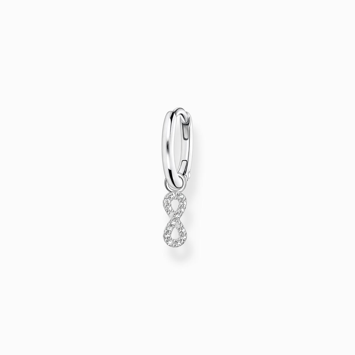Single hoop earring with infinity pendant silver