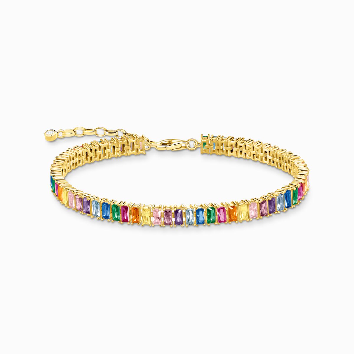 Tennis bracelet with colourful stones gold plated
