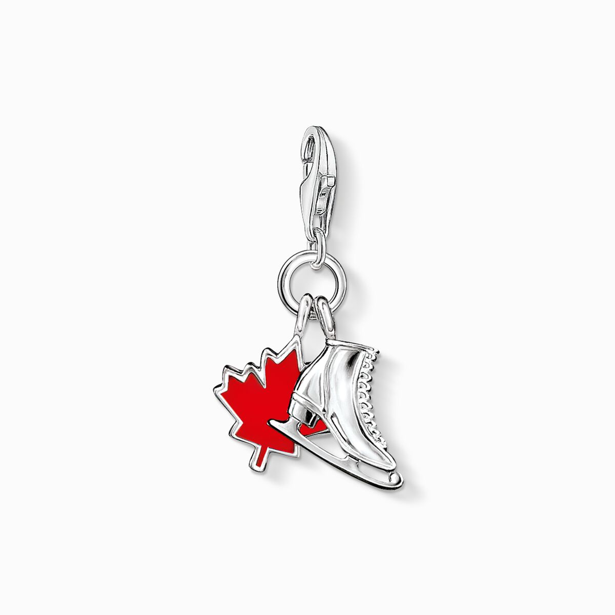 Charm pendant ice skate maple leaf