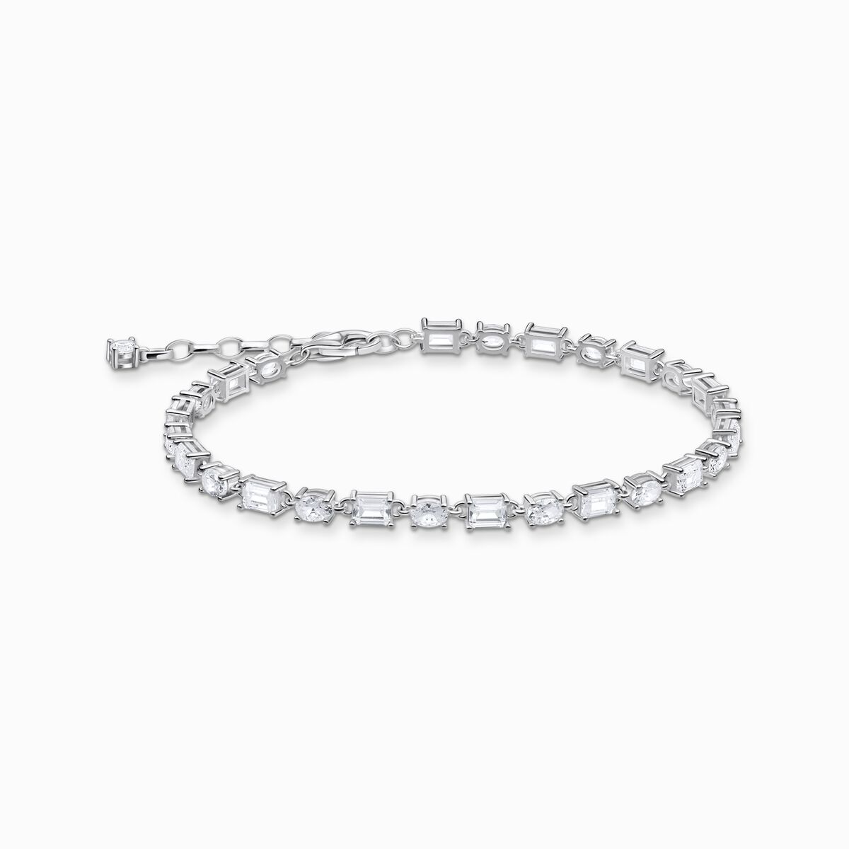 Silver bracelet with white zirconia