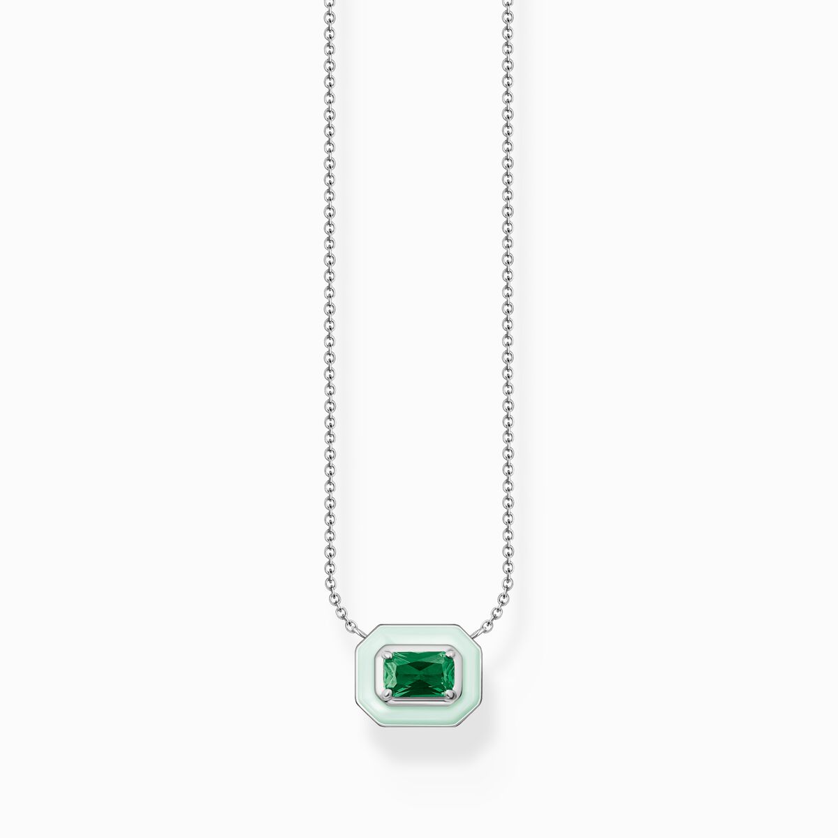 Necklace with green stone silver