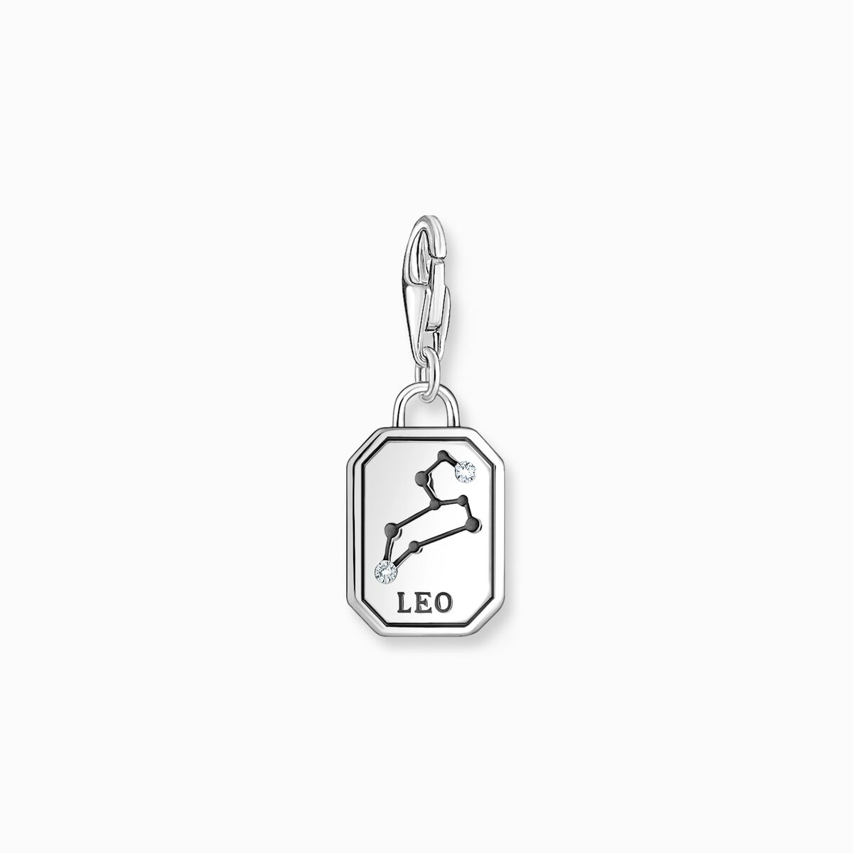 Silver charm pendant zodiac sign Leo with zirconia