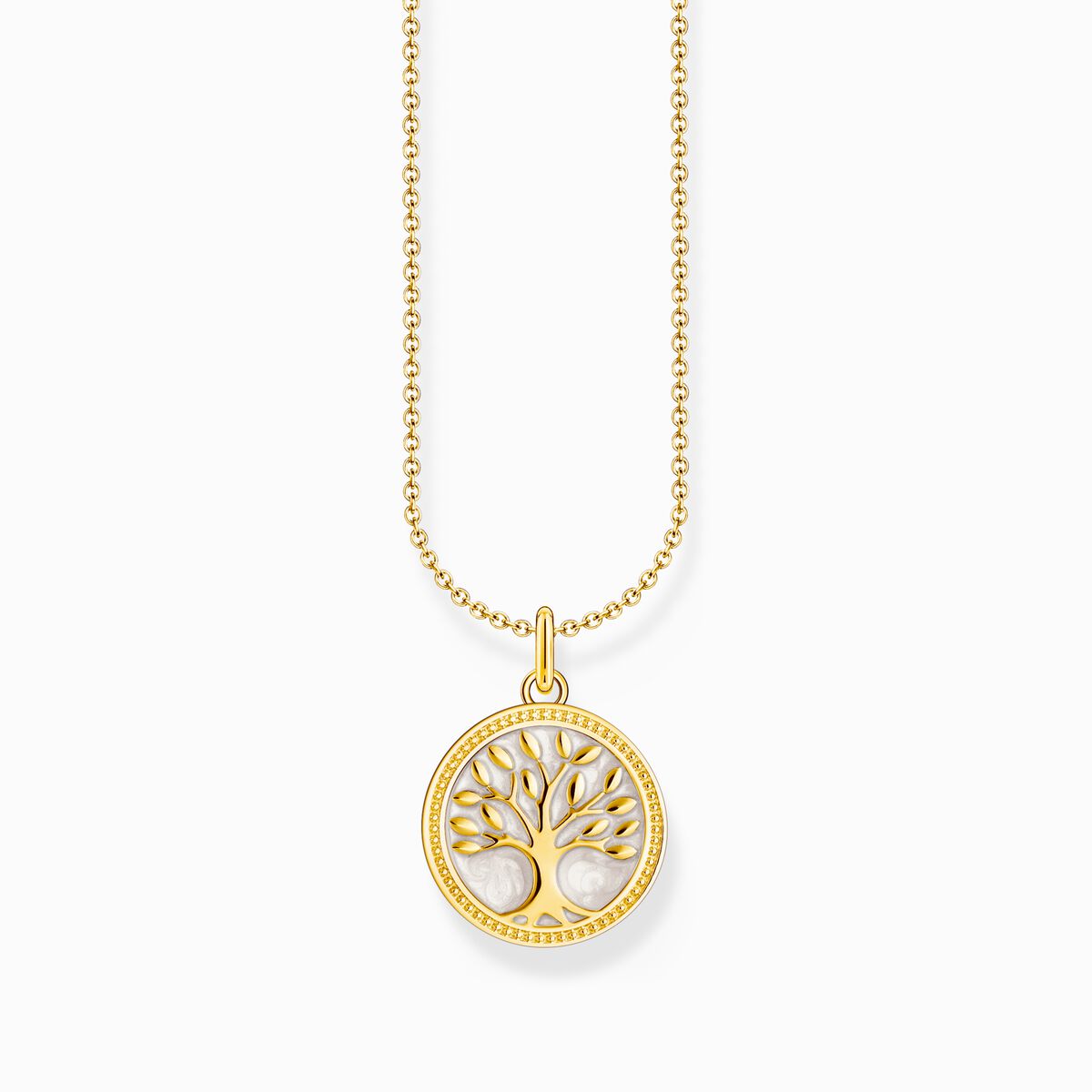 Gold-plated necklace with tree of love pendant and cold enamel