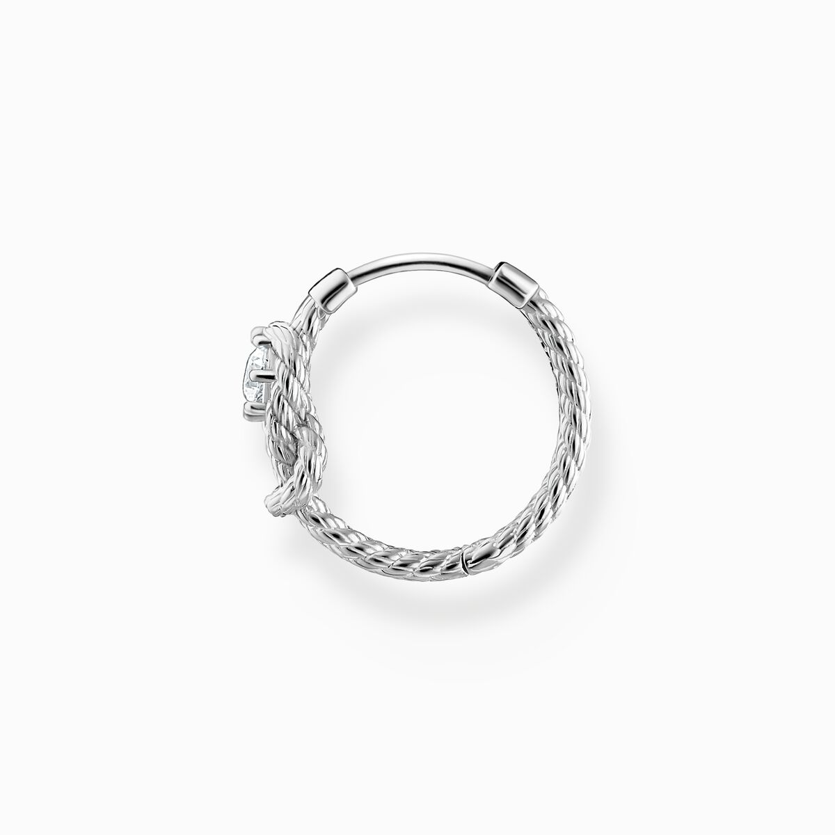 Single hoop earring rope with knot silver