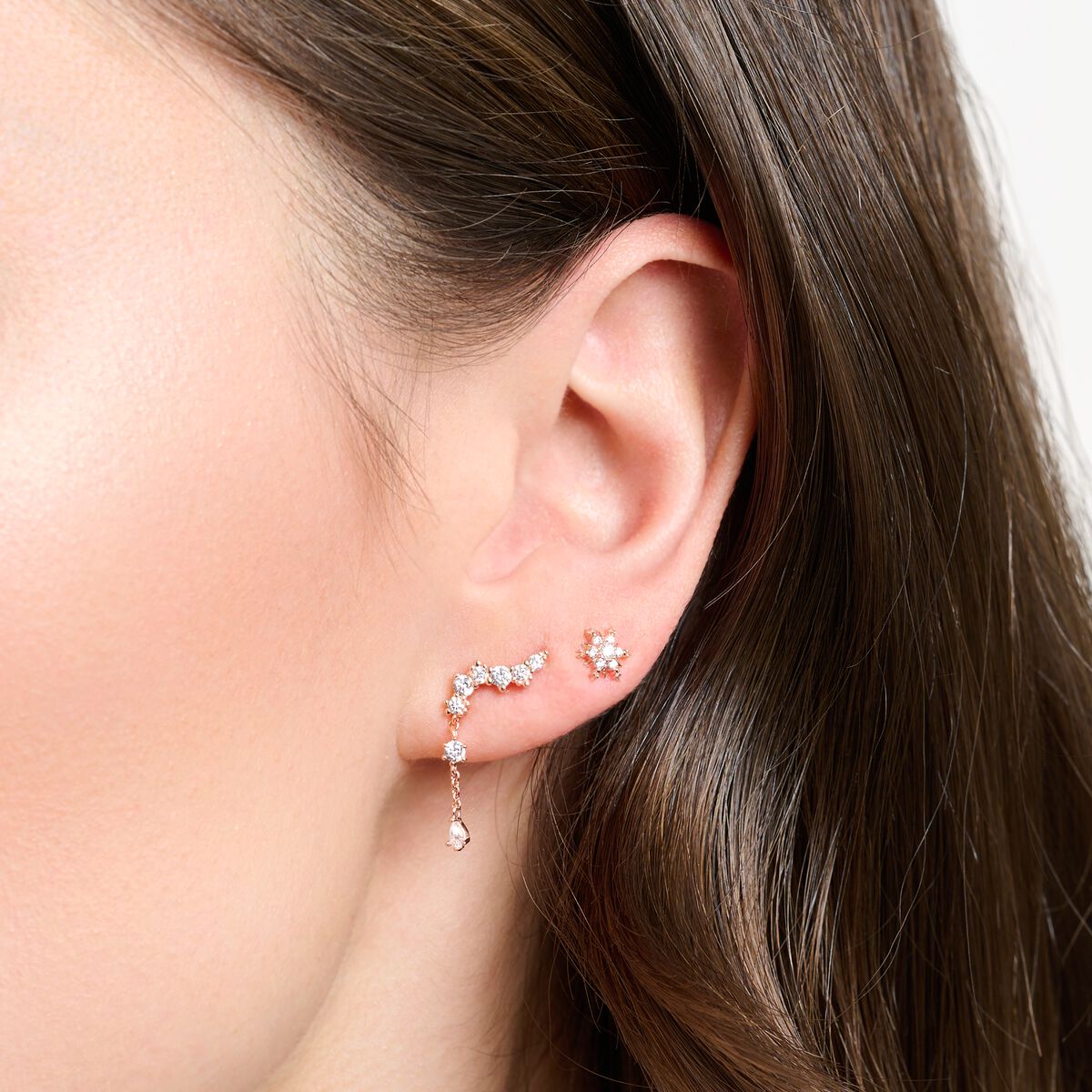 Ear climber ice crystals rose gold