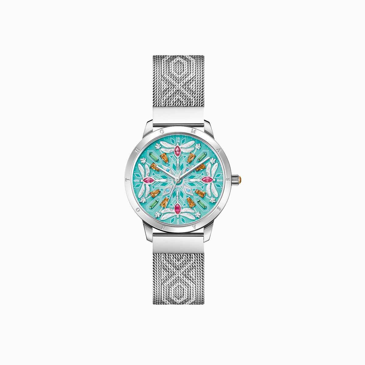 Women’s watch kaleidoscope dragonfly turquoise silver-coloured