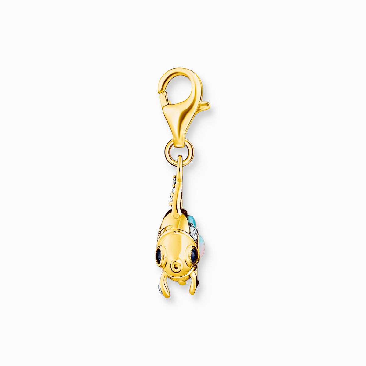 Charm pendant colourful fish gold plated